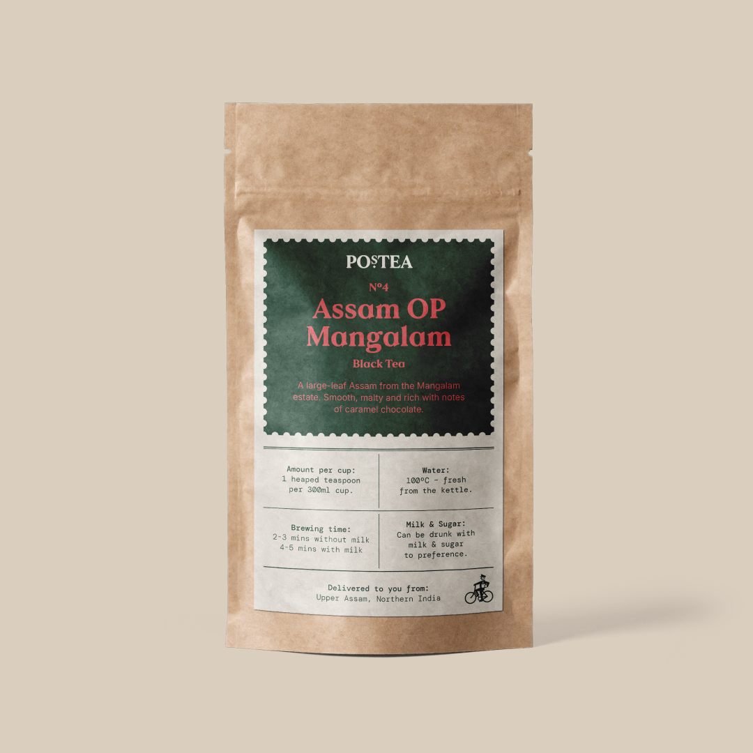 Assam OP Mangalam loose leaf tea (malty, robust), delivered free through the letterbox by Postea