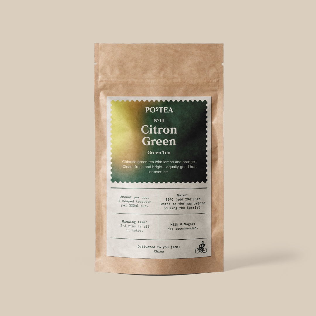 Citron Green loose leaf tea (citrus, light), delivered free through the letterbox by Postea