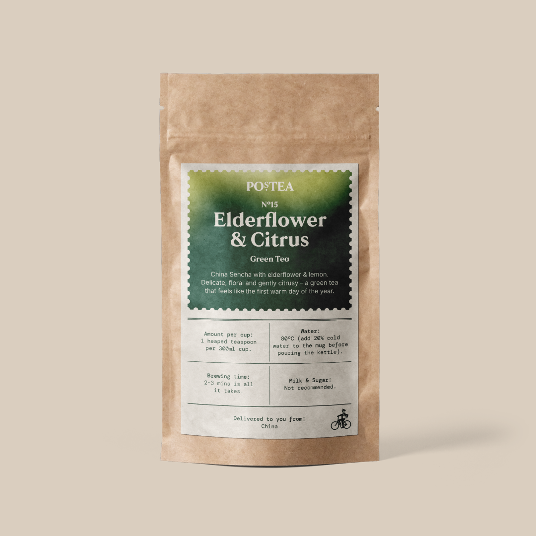 Elderflower & Citrus loose leaf tea (floral, citrus), one of Postea's UK loose leaf tea subscription blends
